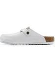 Birkenstock Boston Pelle White ciabatte unisex in bianco - vista frontale