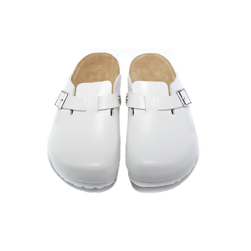 Birkenstock Boston Pelle White ciabatte unisex in bianco - dettaglio suola