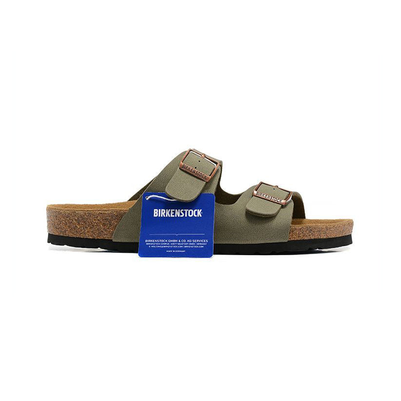 Birkenstock Arizona Military Green sandali unisex in verde militare - vista laterale