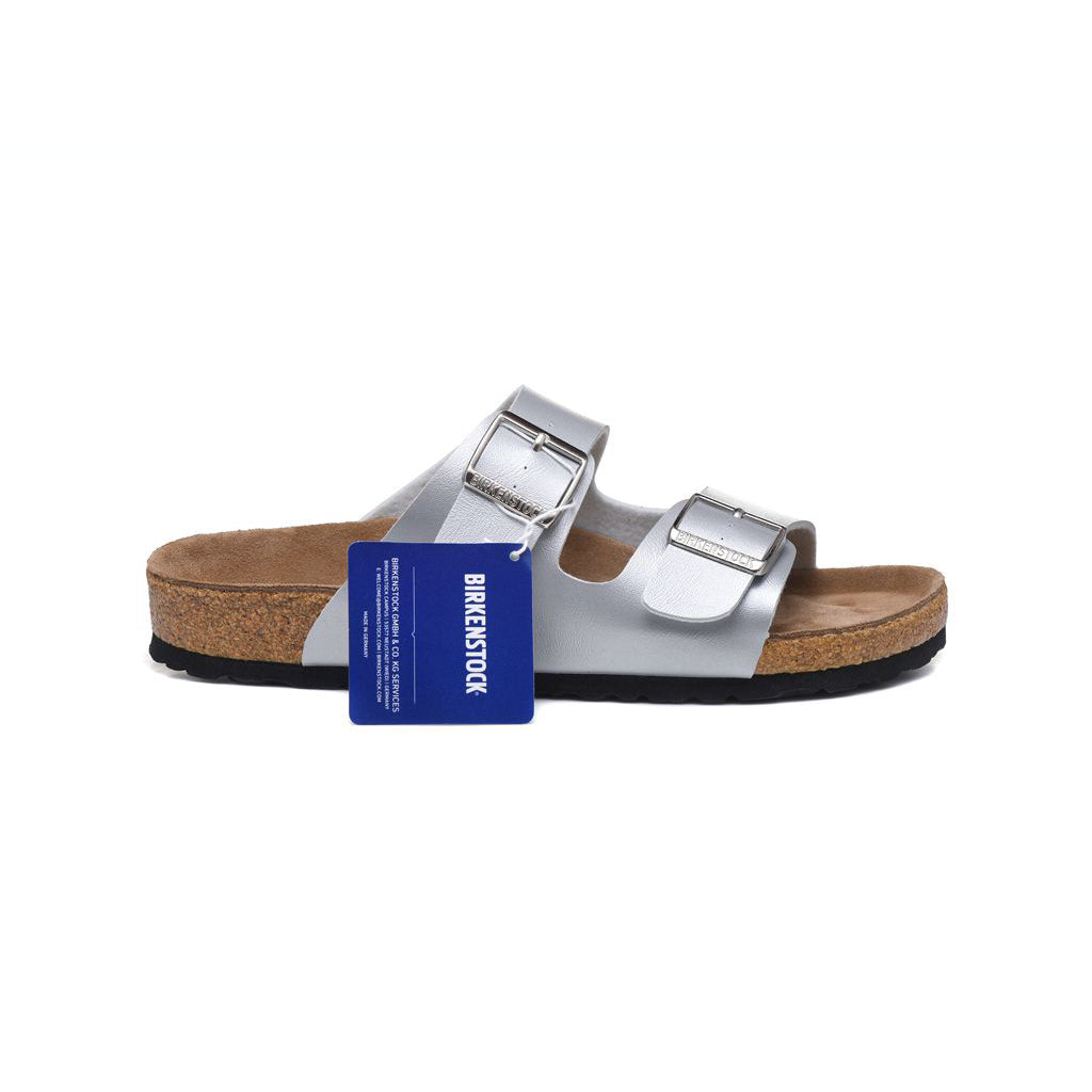 Birkenstock Arizona Silver sandali unisex in argento - vista laterale