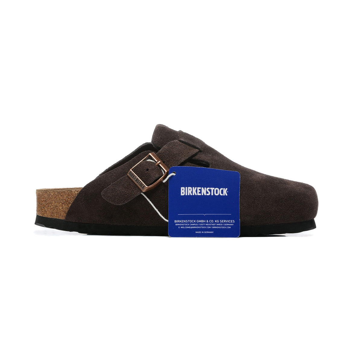 Birkenstock Boston Dark Brown ciabatte unisex in marrone scuro - vista laterale