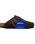 Birkenstock Boston Dark Brown ciabatte unisex in marrone scuro - vista laterale