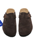 Birkenstock Boston Dark Brown ciabatte unisex in marrone scuro - dettaglio suola