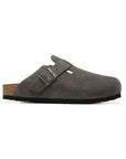 Birkenstock Boston Grey ciabatte unisex in grigio - vista laterale