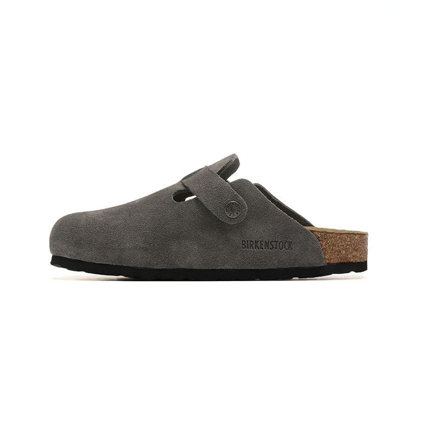Birkenstock Boston Grey ciabatte unisex in grigio - vista frontale