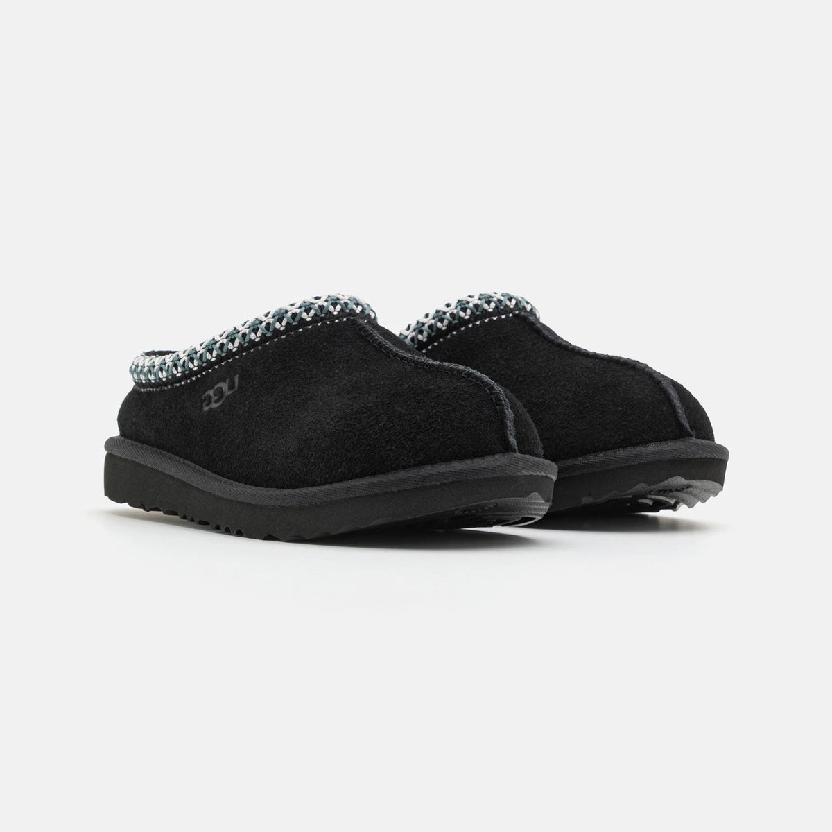 UGG Tasman II Black ciabatte chiuse uomo e donna in pelle scamosciata e montone nero, dettaglio suola
