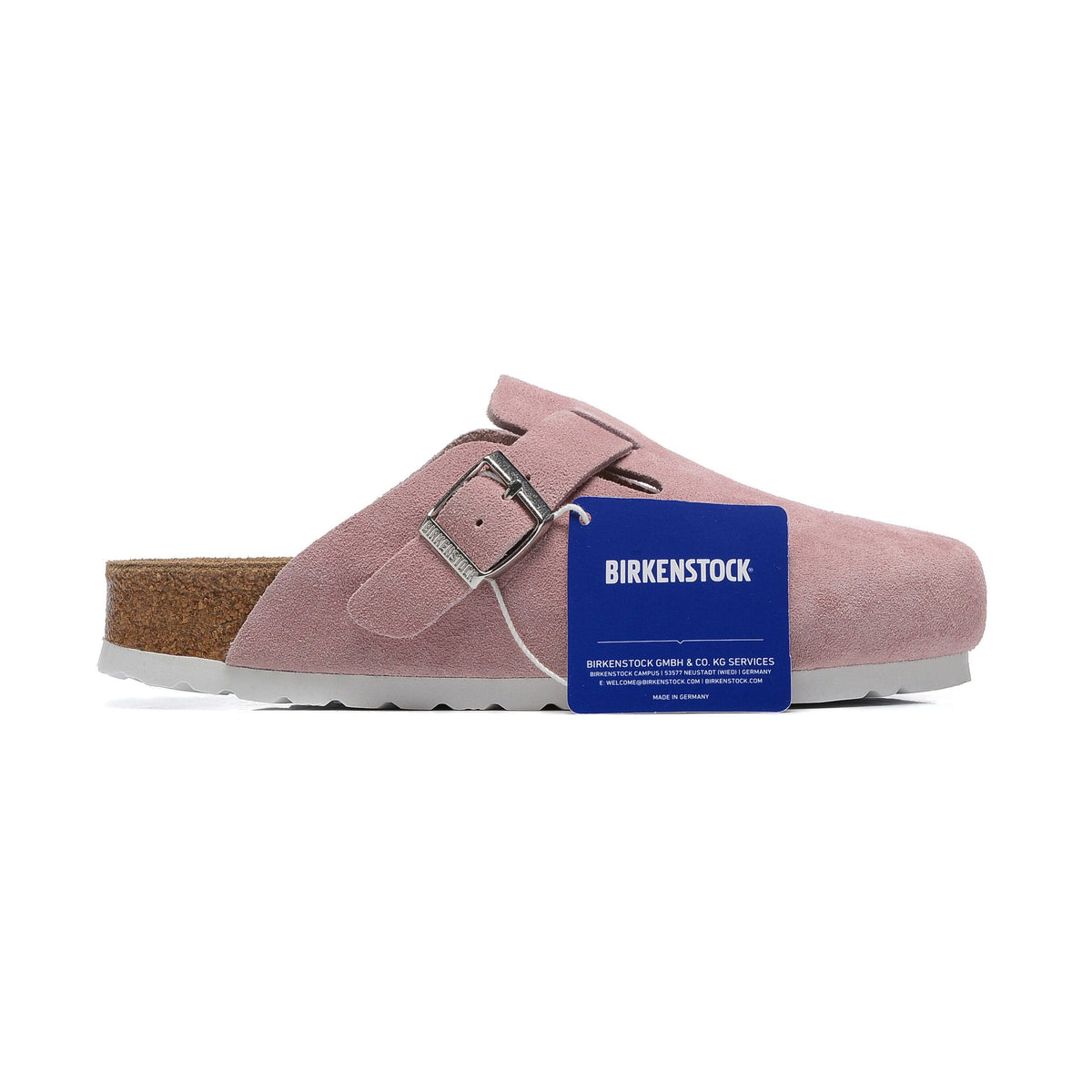 Birkenstock Boston Pink ciabatte unisex in rosa - vista laterale
