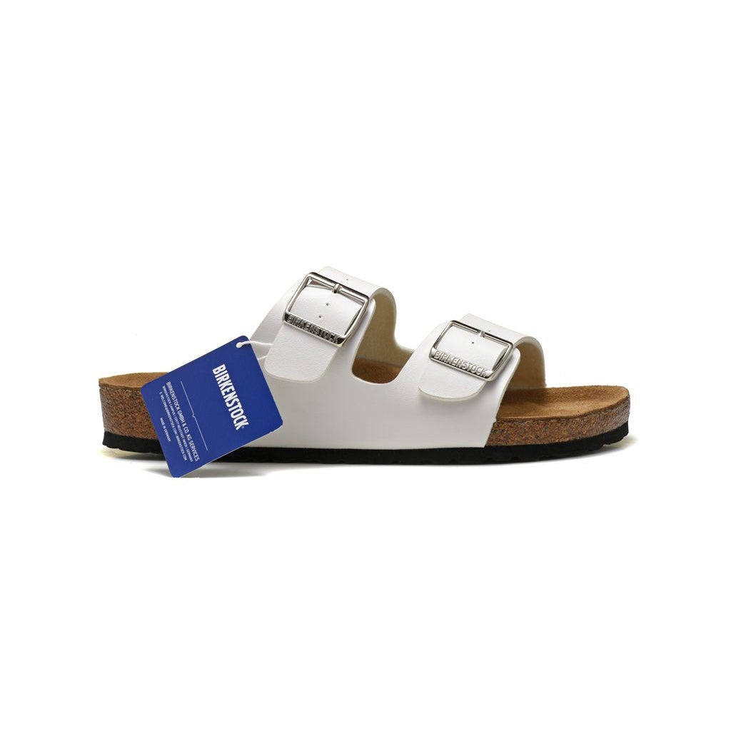 Birkenstock Arizona White sandali unisex in bianco - vista laterale