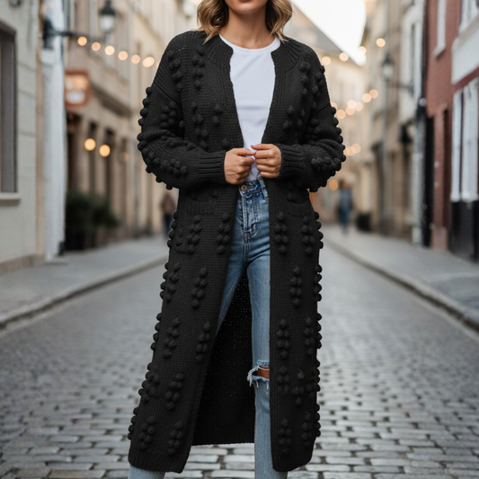 Cardigan Donna Lungo Maglia Spessa Bohémien