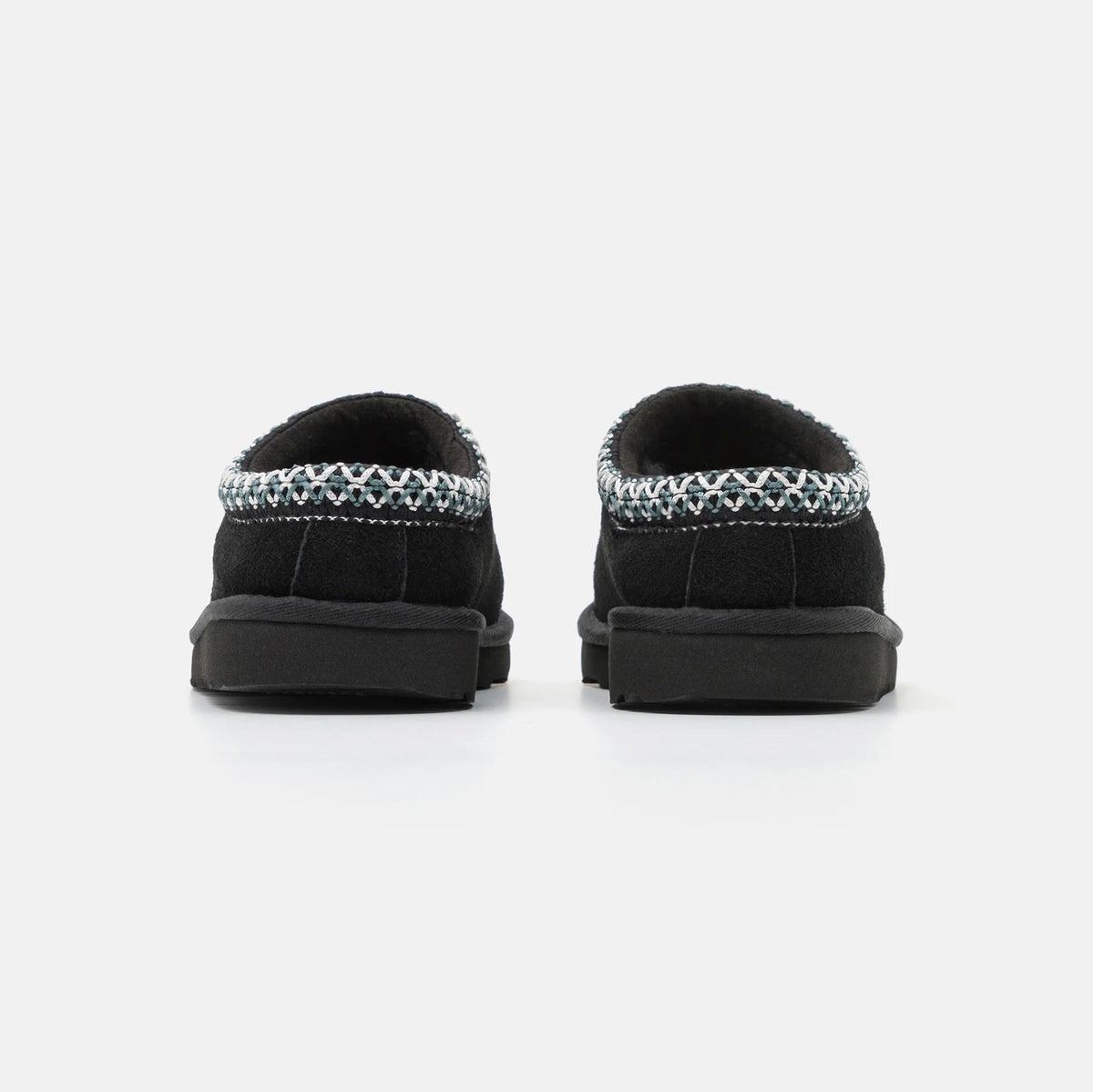 UGG Tasman II Black ciabatte chiuse uomo e donna in pelle scamosciata e montone nero, vista posteriore