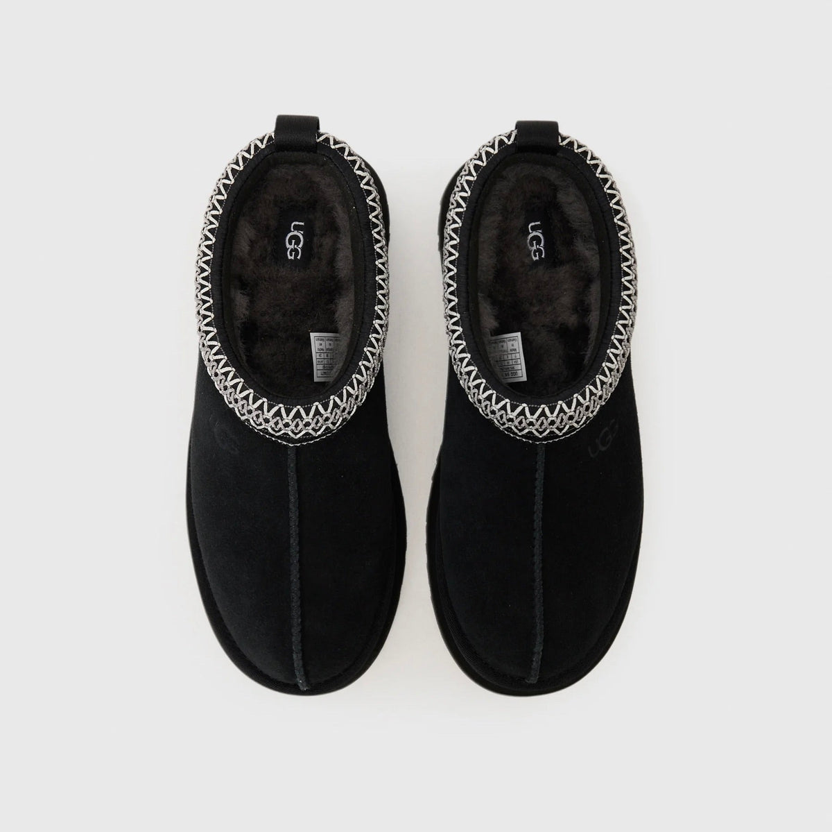 UGG Tazz II Black ciabatte platform donna in pelle scamosciata e montone nero, vista posteriore