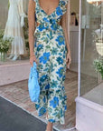 Bethany | Abito lungo elegante da donna con volant e stampa floreale