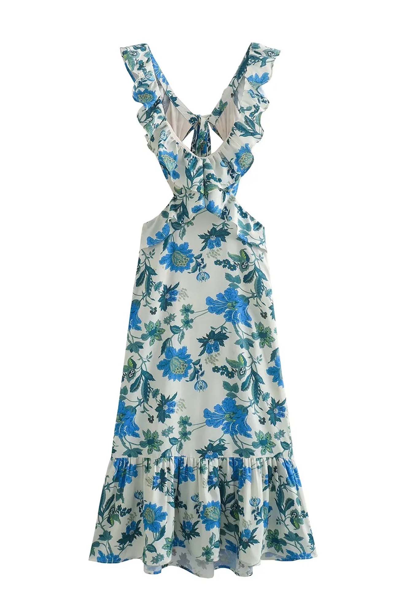 Bethany | Abito lungo elegante da donna con volant e stampa floreale