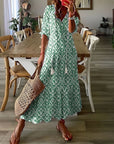 Bianca | Abito lungo da donna boho con stampa e scollo a V