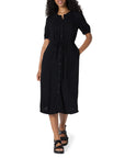 Vestito Donna Krishna – Taglio A-Line Sagomato, Maniche Corte e Gonna Midi Svasata con Tasche