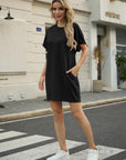 Vestito Lewina Donna – Girocollo Maniche Corte, Taglio A-Line Mini & Tasche Tinta Unita Estate