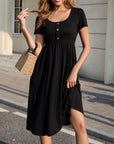 Abito Donna Maloi – Girocollo, Taglio A-Line Midi e Vita Elastica con Tasche Estate