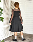 Vestito Aishi per Ragazza – Maniche Lunghe in Mesh, Taglio A-Line e Vita Alta con Tasche