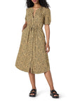 Vestito Donna Krishna – Taglio A-Line Sagomato, Maniche Corte e Gonna Midi Svasata con Tasche