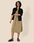 Vestito Donna Krishna – Taglio A-Line Sagomato, Maniche Corte e Gonna Midi Svasata con Tasche