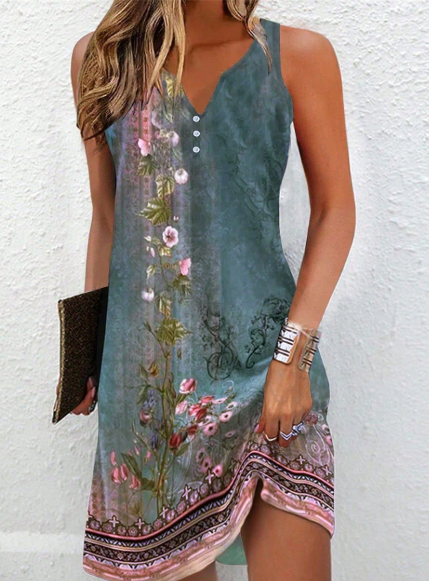 Blair | Abito midi asimmetrico da donna con arte astratta