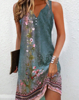 Blair | Abito midi asimmetrico da donna con arte astratta