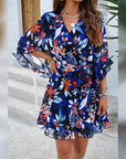 Vestaglia Odessa Donna – Incrocio a V Floreale, Maniche a Campana & Mini in Mussola Elegante