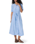 Vestito Donna Krishna – Taglio A-Line Sagomato, Maniche Corte e Gonna Midi Svasata con Tasche