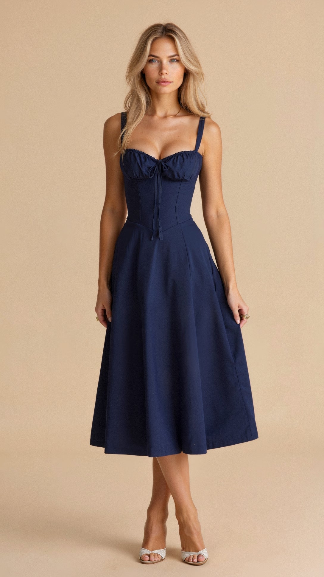 Bonnie | Abito midi floreale chic con corsetto da donna