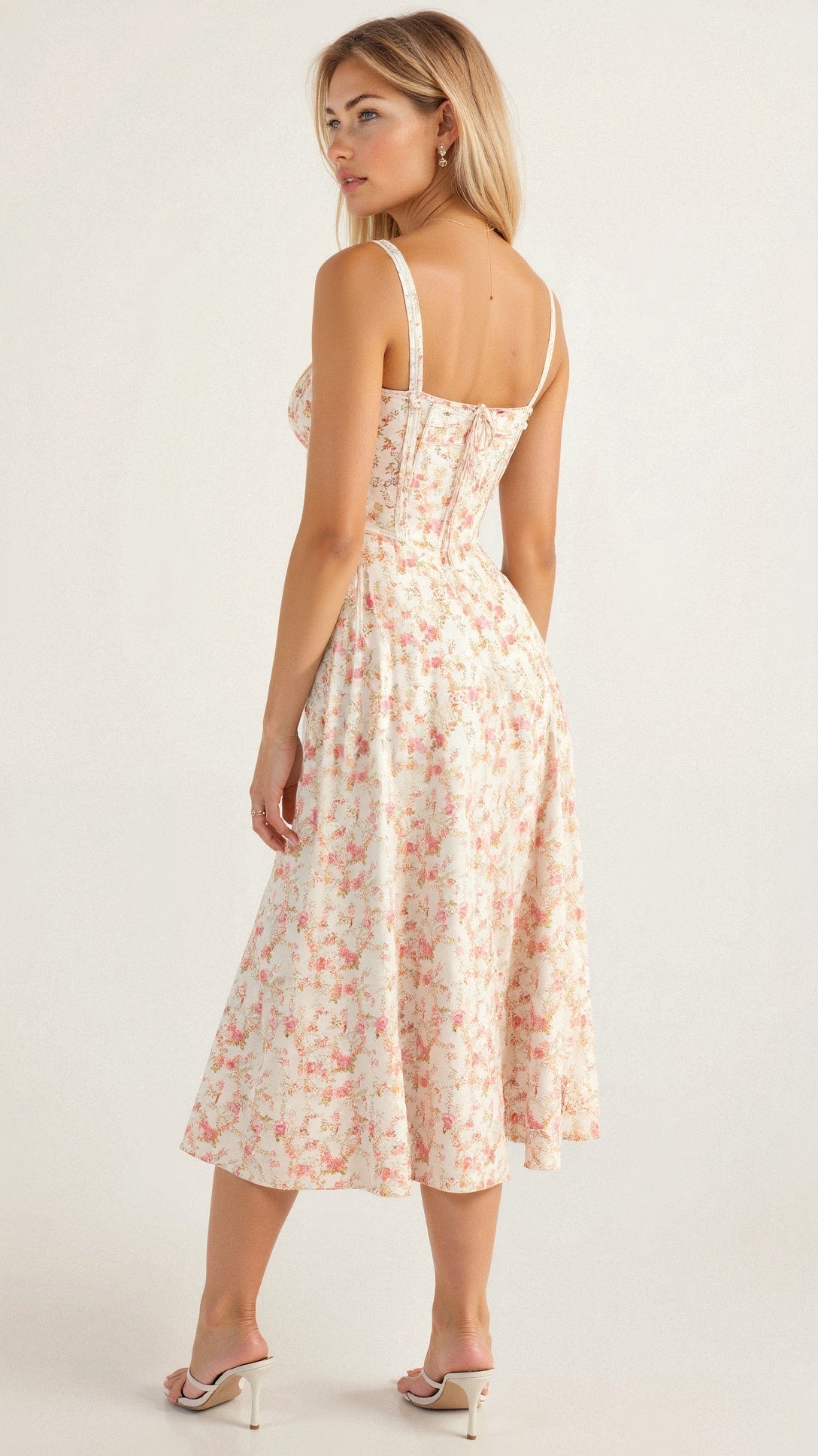 Bonnie | Abito midi floreale chic con corsetto da donna