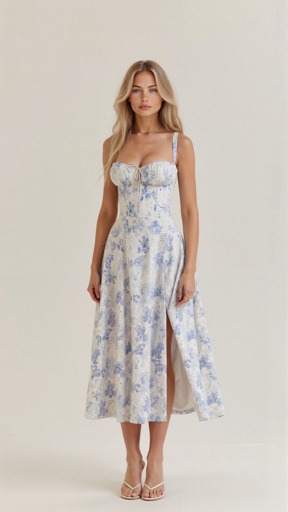 Bonnie | Abito midi floreale chic con corsetto da donna