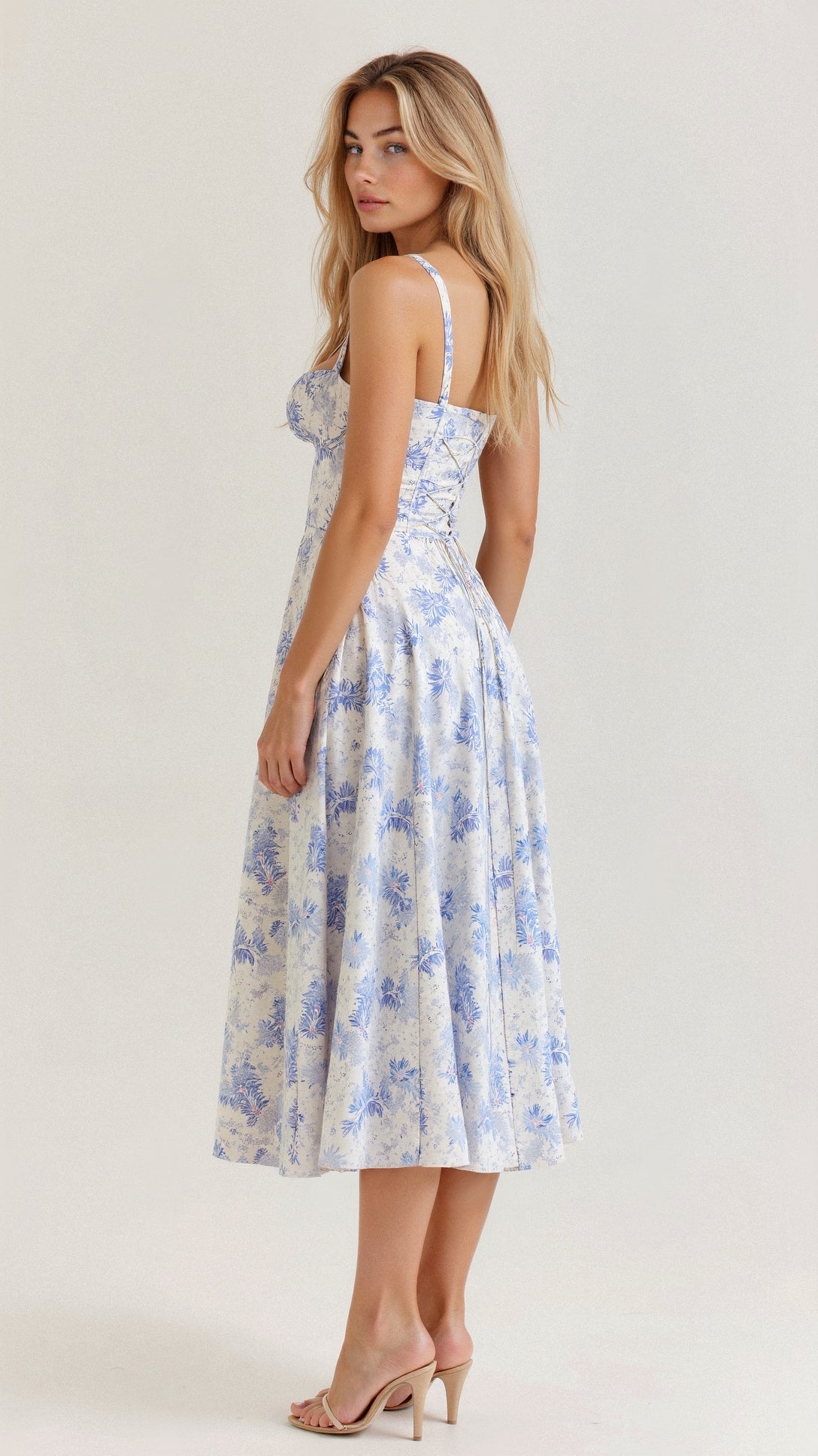Bonnie | Abito midi floreale chic con corsetto da donna