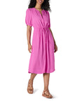 Vestito Donna Krishna – Taglio A-Line Sagomato, Maniche Corte e Gonna Midi Svasata con Tasche
