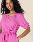 Vestito Donna Krishna – Taglio A-Line Sagomato, Maniche Corte e Gonna Midi Svasata con Tasche
