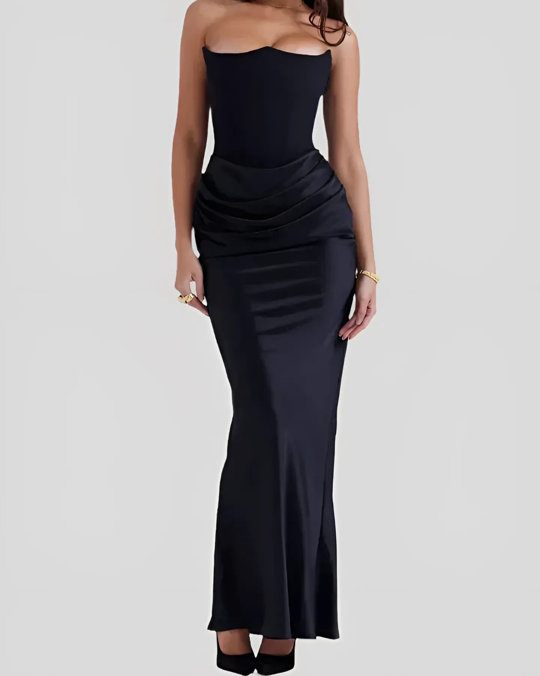 Brooklyn | Abito lungo elegante drappeggiato da donna per invitate a matrimoni
