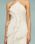 Brooklyn | Abito lungo da donna con volant e collo all'americana per invitate a matrimoni
