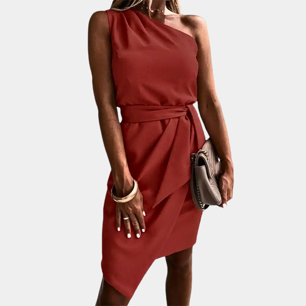 Vestito Mini Portafoglio Asimmetrico Donna – Taglio Vita Aderente