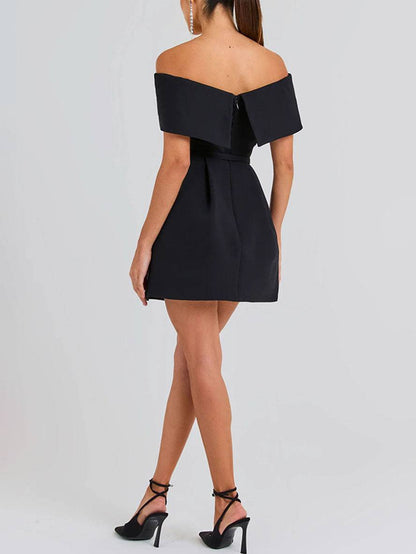 Abito da cocktail da donna Haziel - abito da skater senza maniche con scollo a barca, cintura ed elegante taglio