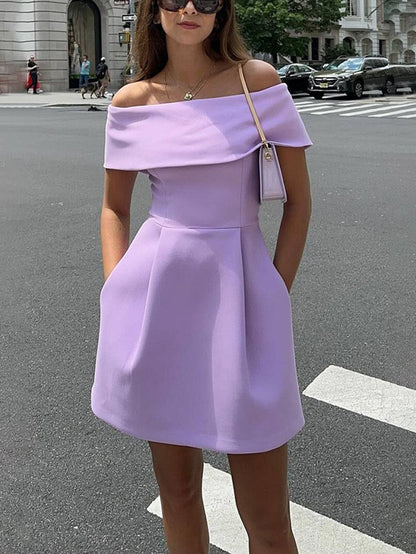 Abito da cocktail da donna Haziel - abito da skater senza maniche con scollo a barca, cintura ed elegante taglio
