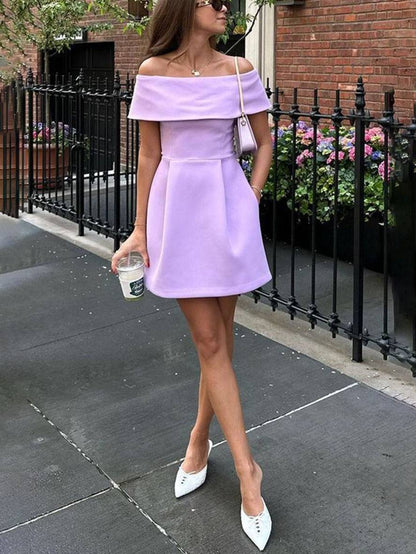 Abito da cocktail da donna Haziel - abito da skater senza maniche con scollo a barca, cintura ed elegante taglio