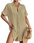 Camille Vestito Camicia Spiaggia Donna – Copricostume Bottonato Collo Camicia, Taglio Leggero e Versatile Estate