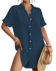 Camille Vestito Camicia Spiaggia Donna – Copricostume Bottonato Collo Camicia, Taglio Leggero e Versatile Estate