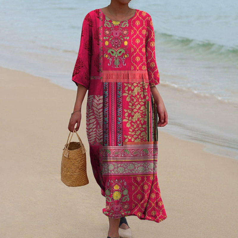 Caroline | Abito lungo da donna con stampa etnica bohemien
