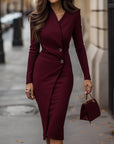 Caroline | Abito midi avvolgente primaverile da donna con bottoni