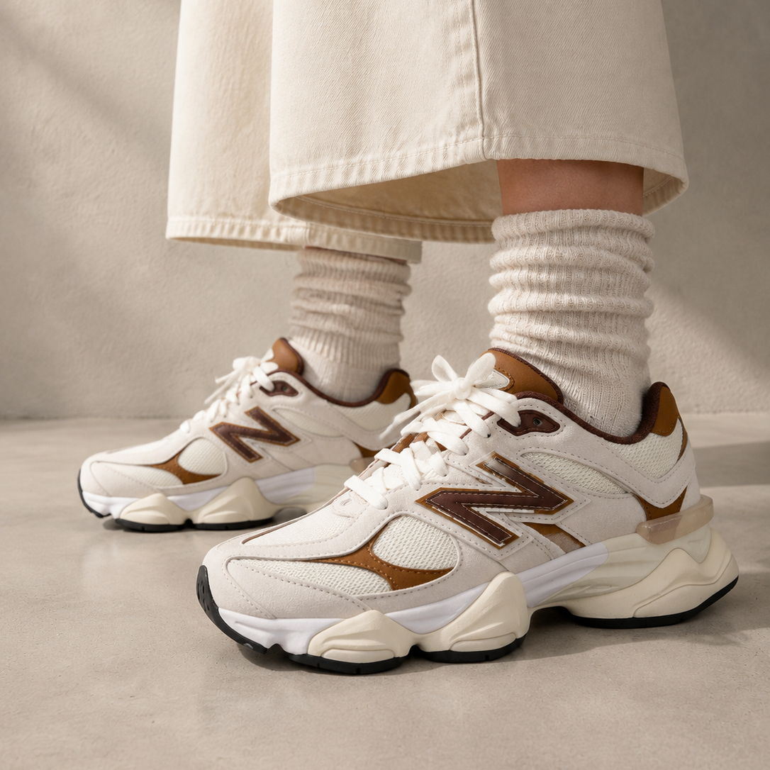 new balance 9060 breakfast tea angora sneakers vista dall'alto