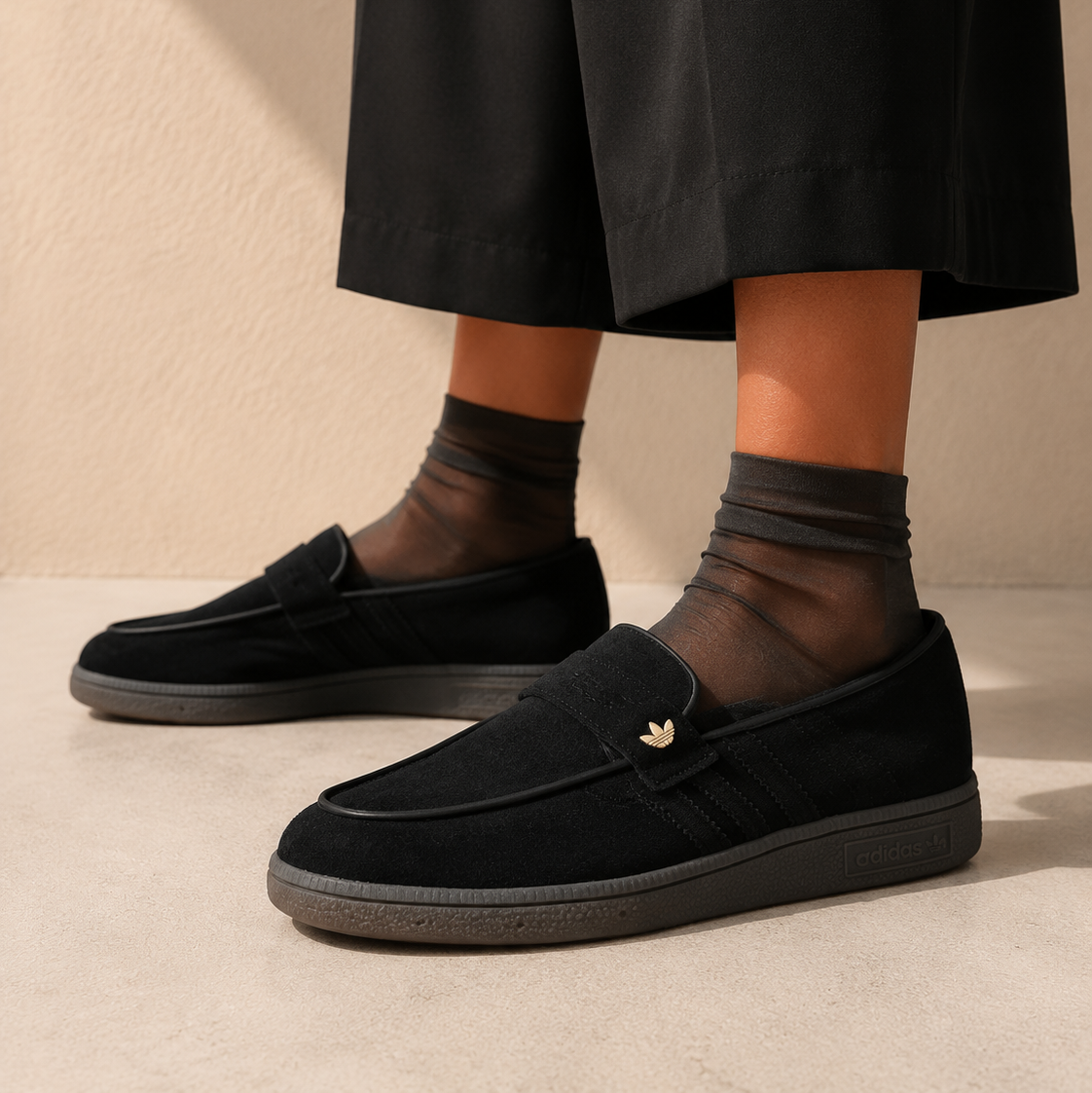 Adidas Spezial Loafer Black Gum sneakers basse uomo e donna in nero - dettaglio tomaia