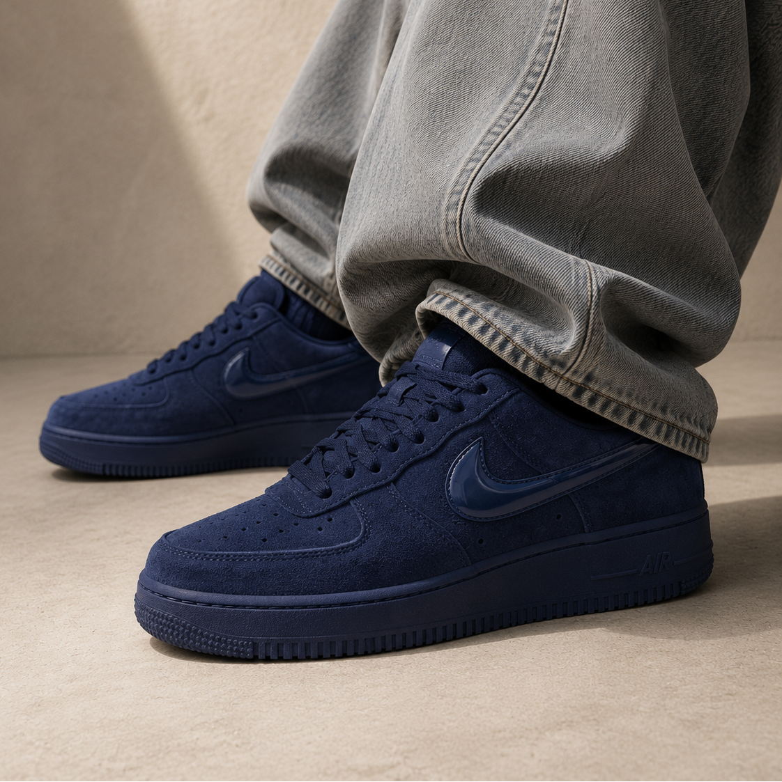 Nike Air Force 1 Low '07 Midnight Navy Black Blu Nero Uomo Donna - 5