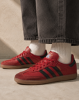 Adidas Samba Team Bayern Munich sneakers basse uomo e donna in nero rosso - dettaglio tomaia