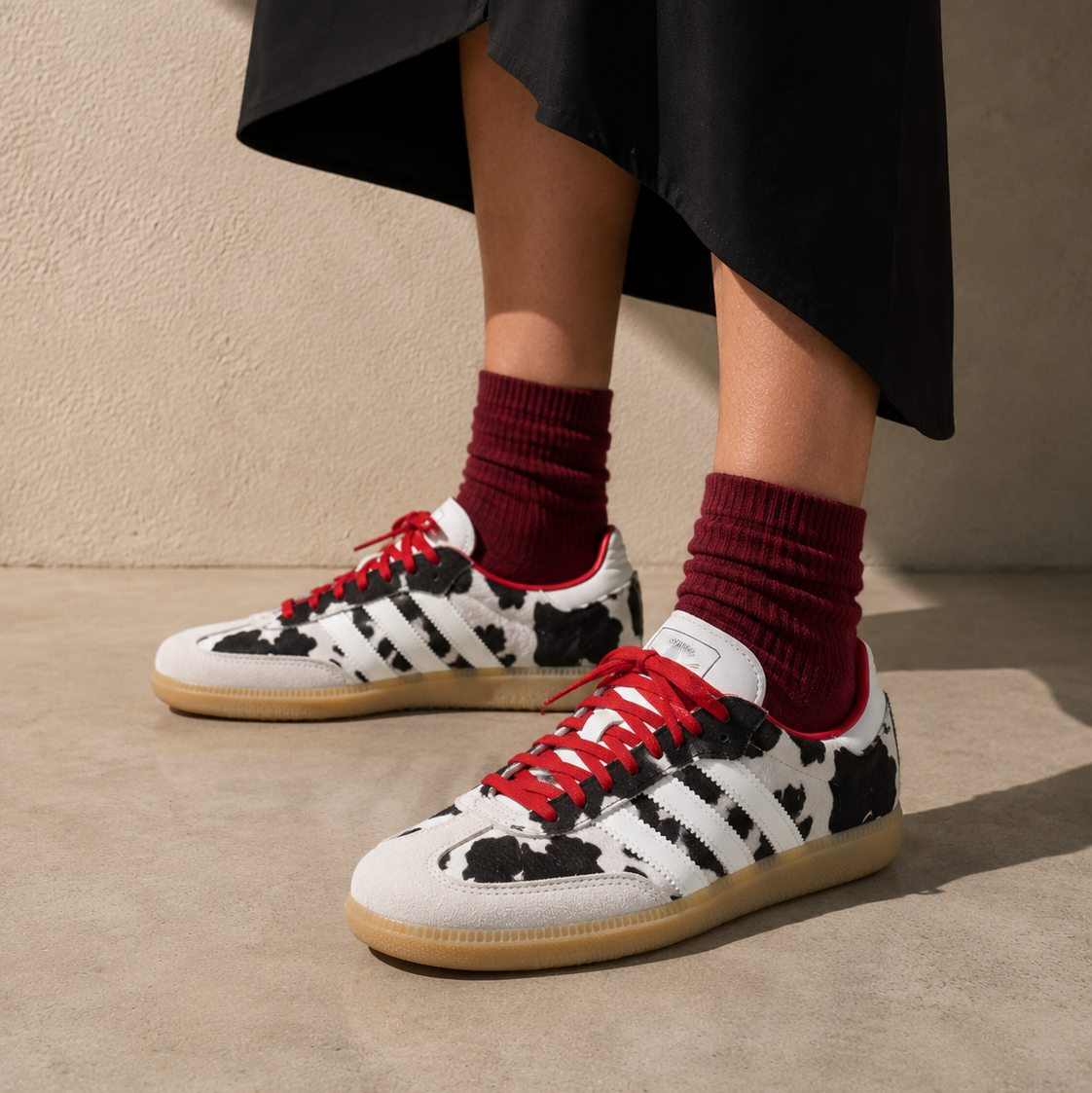 Adidas Samba Cow Print Aurora Coffee sneakers basse uomo e donna in marrone - dettaglio tomaia