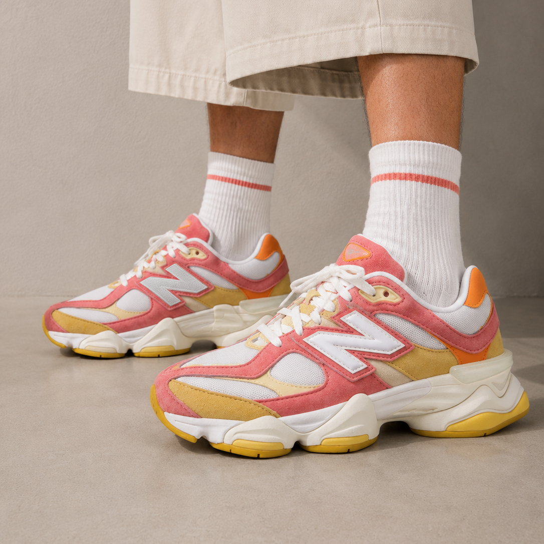 New Balance 9060 Fluorescent Arancione Rosso Uomo Donna - 5